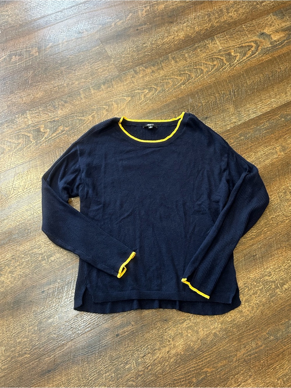 Anne Klein Navy Sweater with Gold Trim